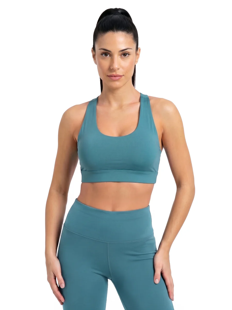 Women's Blue Sports Skinny Fit Full Coverage Solid Racerback Sport Bra